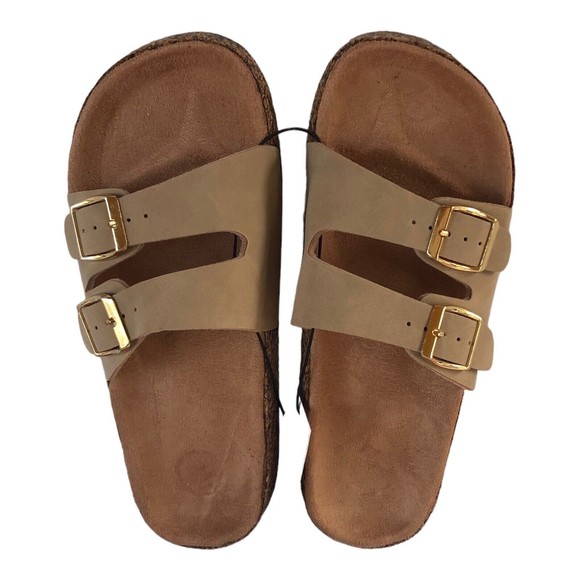 west loop Shoes - West Loop Women's White Double Buckle Strap Sandal Small (5 - 6) NEW AS SHOWN